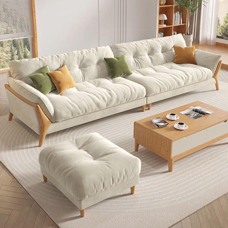 北欧原木现风云朵式沙发直排小户型日简约QJV客代厅奶油风实木沙