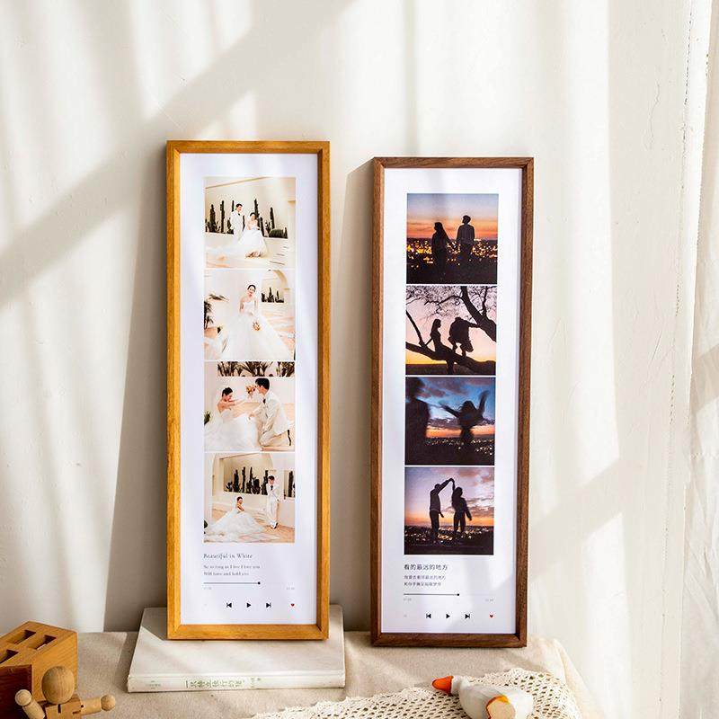 情创意木相框格洗照片Y-3013榫做实成结婚礼物四宫侣长条多色相画