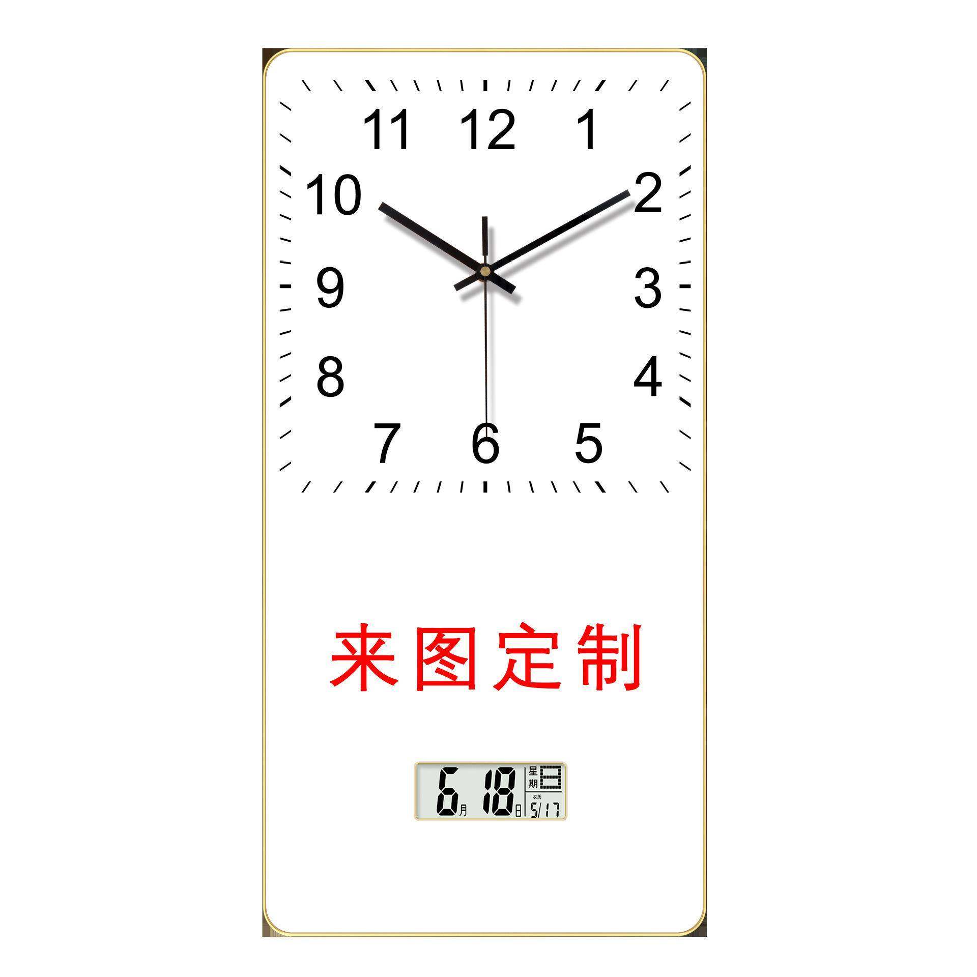 网红客厅婴晶瓷画挂钟儿婚纱时艺术照装饰画静公音H司宣传挂画钟