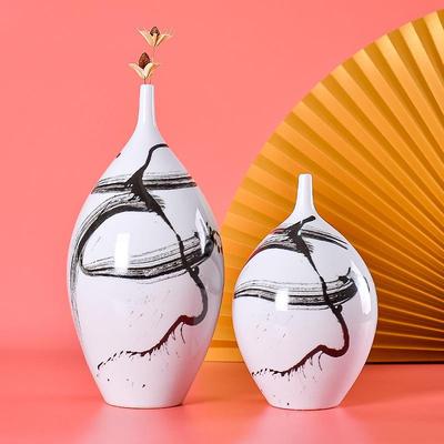 新墨中式创意花简约ins风网红陶瓷瓶件笔画客YLS厅餐桌干花摆插花