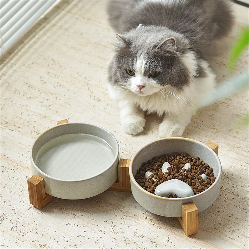 日式窑变猫碗陶瓷宠物幼犬猫咪慢食碗狗狗喂食饮水易清洗缓食防噎图片