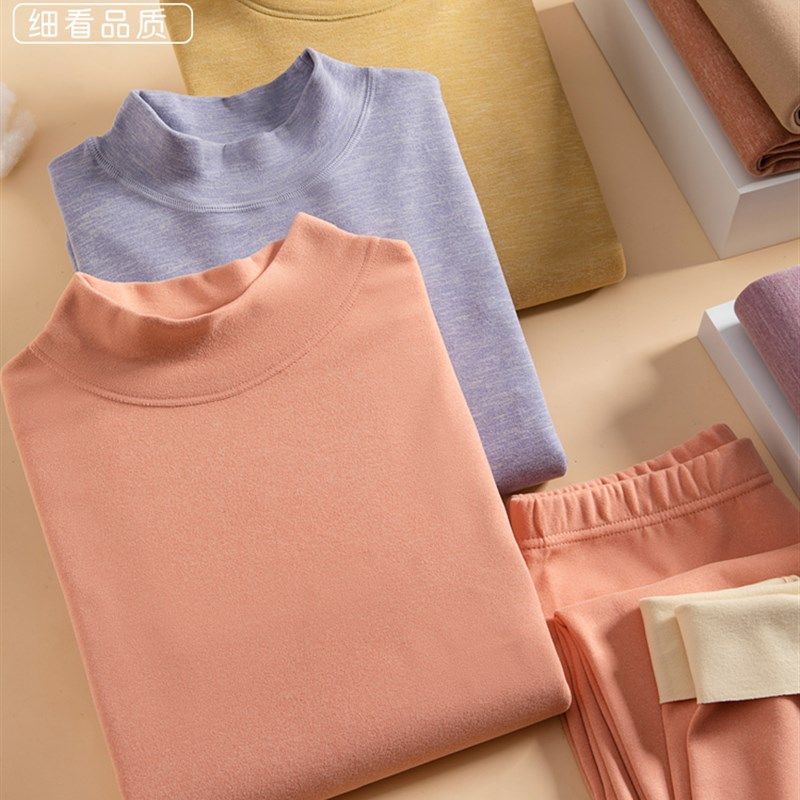 中高领德绒保暖内衣女套装加厚加绒发热无痕打底秋衣秋裤纯棉毛衫,女士内衣/男士内衣/家居服,保暖上装,淘宝优惠券,粉丝福利购,淘宝优惠卷