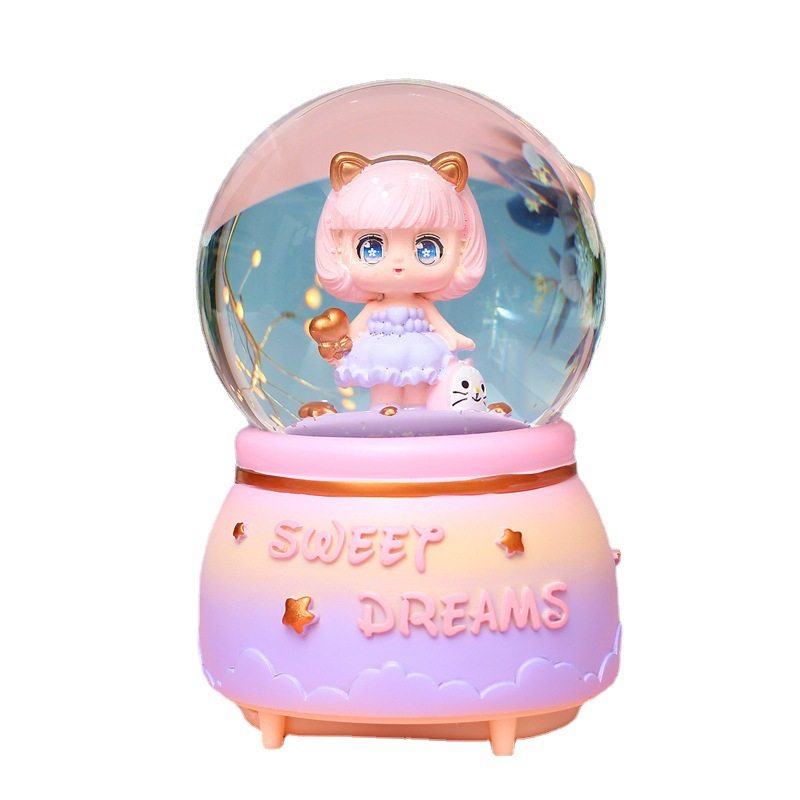 儿童小女孩十岁生日礼物少女水晶球音乐盒梦幻旋转八音盒女生摆件