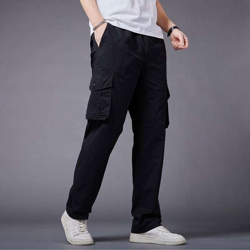 2024薄款工装裤子男纯棉休闲裤男士美式多口袋宽松直筒长裤120cm