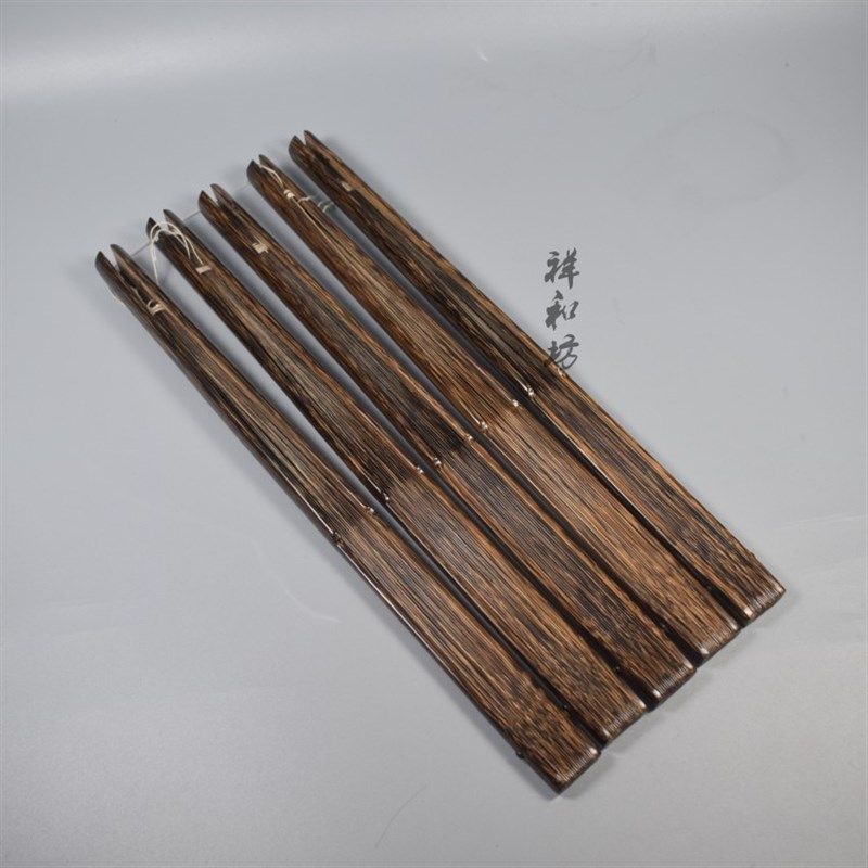 祥和扇坊95寸老料纯手工全棕竹古方头文玩折扇金丝桃苏工宣纸折扇