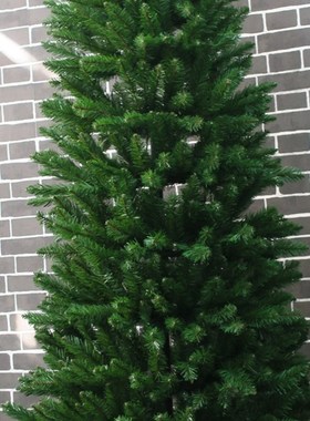 绿色圣诞树布置摆饰1.8米2.1米绿色加密铅笔笔杆树180CM植毛雪树