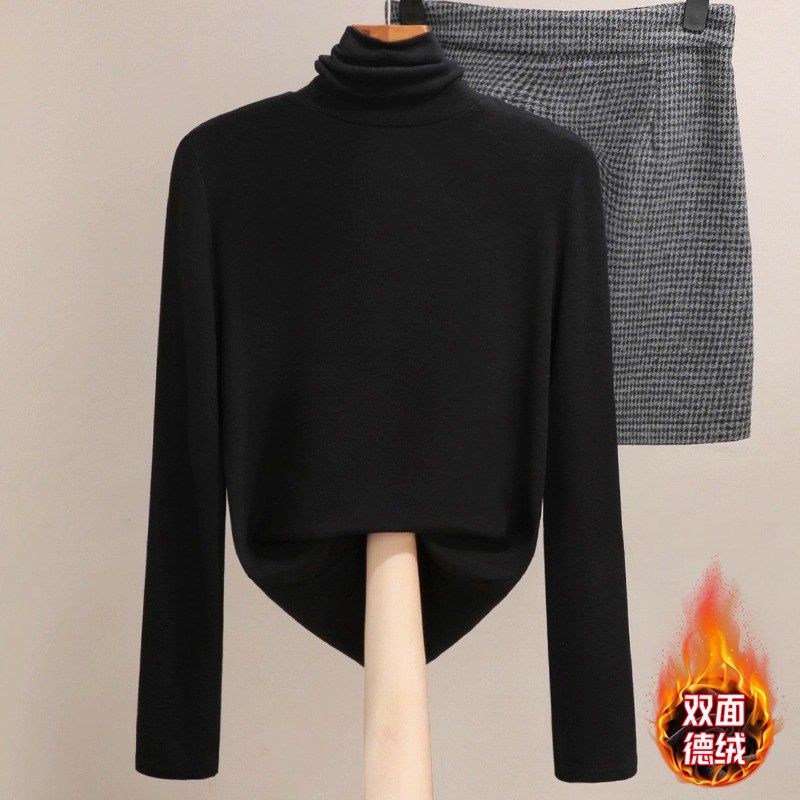 双面德绒半高领打底衫女秋冬季洋气内搭保暖上衣大码百搭长袖T恤,女装/女士精品,羊绒衫,淘宝优惠券,粉丝福利购,淘宝优惠卷