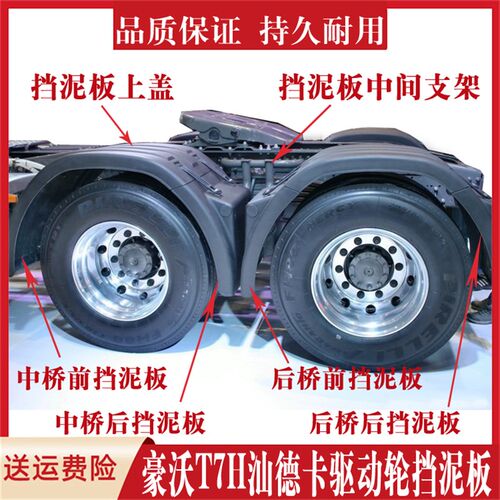 适配重汽豪沃T7TXT5汕德卡C7G7后轮挡泥板挡泥瓦支架上盖拉带配件