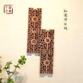 东阳木雕线条角花中式 实木吊顶贴脚线香樟木镂空雕刻长方形工艺品