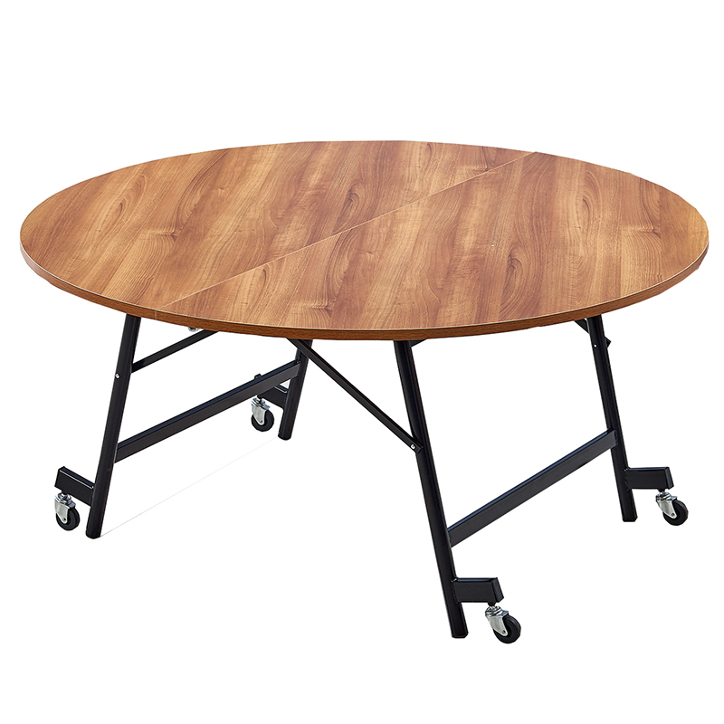 家用折叠大圆桌简易餐桌8-10人宿舍吃饭桌子酒店/饭店转盘圆桌面