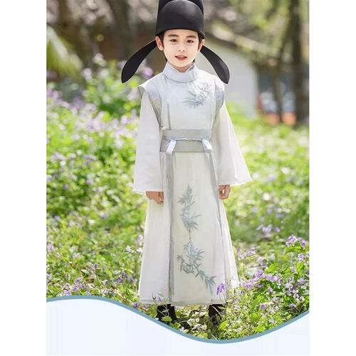 汉服儿童古装男童演出服新款唐装朗诵唐朝少爷李白表演服古装套装