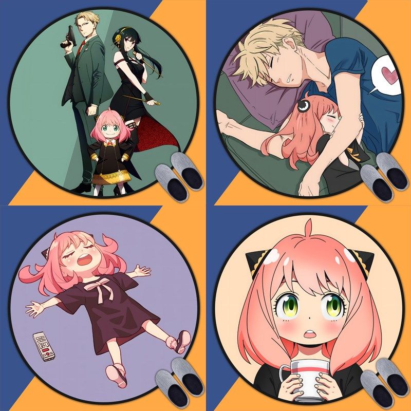 间谍过家家动漫周边地垫房间卧室床边毯电脑电竞椅防滑圆形地垫