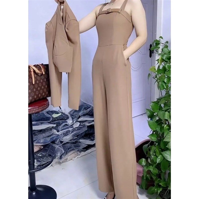 时尚西装套装女2024早春新款洋气短款西服外套背带阔腿裤两件套,女装/女士精品,时尚套装,淘宝优惠券,粉丝福利购,淘宝优惠卷
