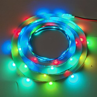 LED灯带3v七彩变色电池盒灯条宽5mm超细款模型道玩具发光自粘灯带