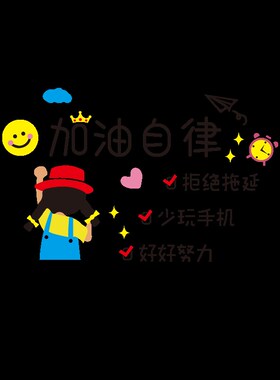 女孩卧室房间布置儿童房书桌墙面装饰画初中小学生励志文字墙贴纸