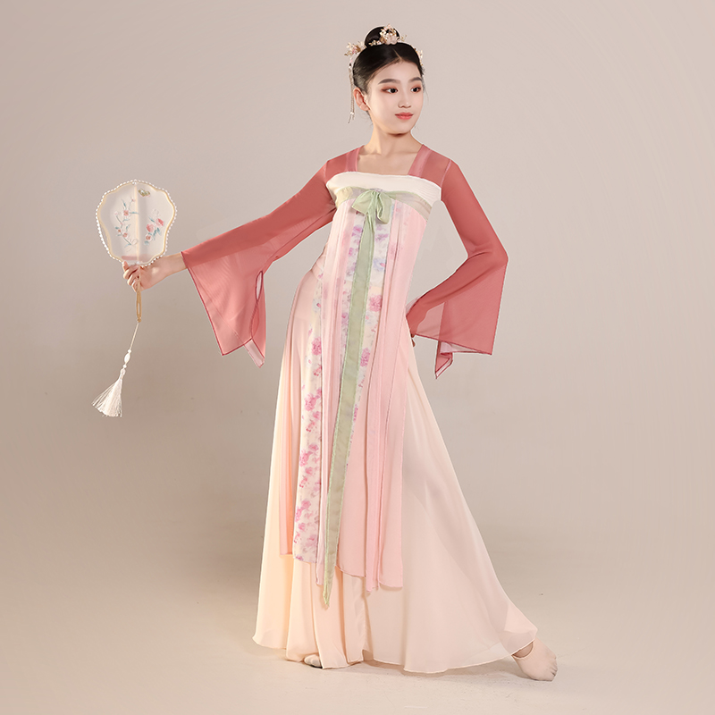 儿童古典舞蹈服飘逸汉服齐胸破裙女童扇子舞身韵纱衣中国舞演出服