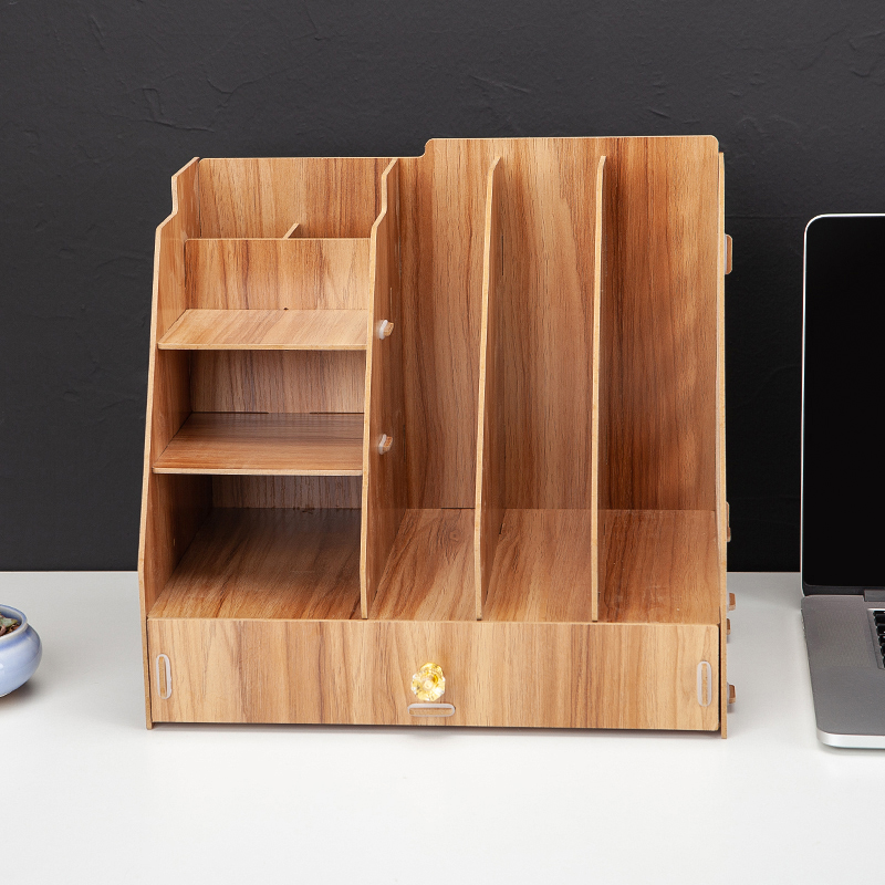 桌上简易书架多层文件夹收纳盒抽屉式A4文件框笔筒办公室用品资料