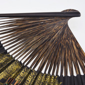 古风工艺礼品扇 扇子折扇男式 杭州王星记全棕竹素面黑纸扇 中国风