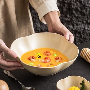 造器花型陶瓷碗高级感轻奢奶油风家用2025新款高颜值沙拉碗面汤碗