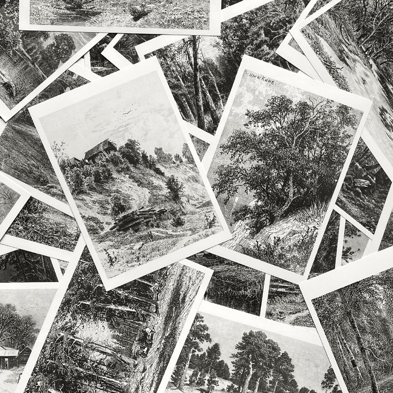 大师素描风景临摹卡速写风景写实绘画入门艺术手绘成品全套48张