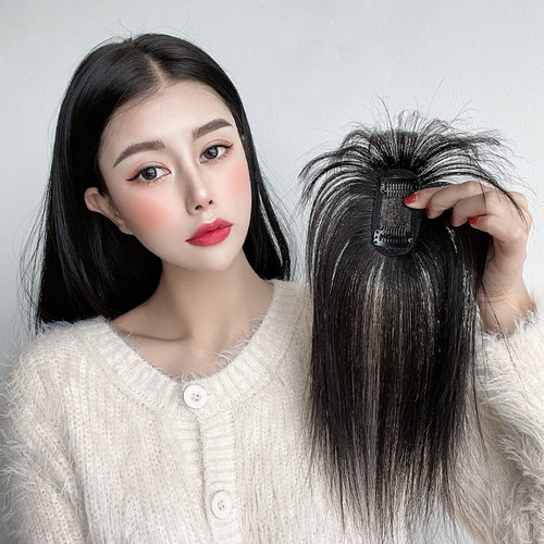 真发丝3D齐刘海假发片女遮白发盖头顶补发块自然无痕漫画刘海假发