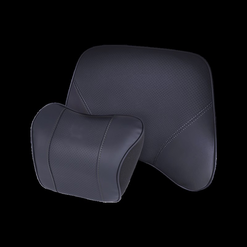 汽车腰靠头枕套装皮料记忆棉车内饰腰枕靠垫颈枕通用腰枕垫子