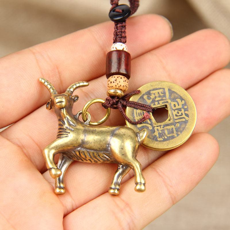 朴器 铜生肖钥匙扣挂件 铜五帝钱 铜十二生肖 汽车挂件