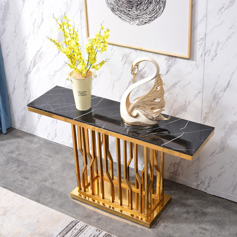 不锈钢轻奢大理石玄关桌子靠墙条案现代简约玄关台进门走廊玄关柜