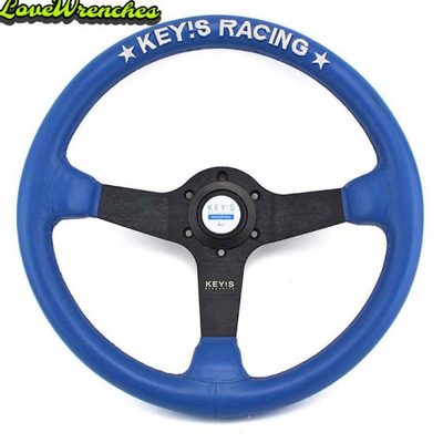 海外版KEY！S改装赛车方向盘 14寸赛车刺绣方向盘 蓝色竞技方向盘
