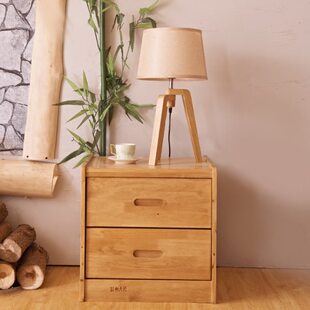 现代中式简约双抽床头柜大储物柏木纯实木灯柜小尺寸