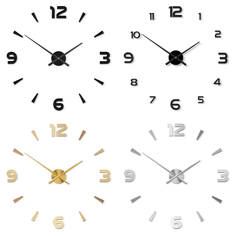 时尚新款升级3D亚克力DIY挂钟简约百搭客厅大厅家用商用静音时钟