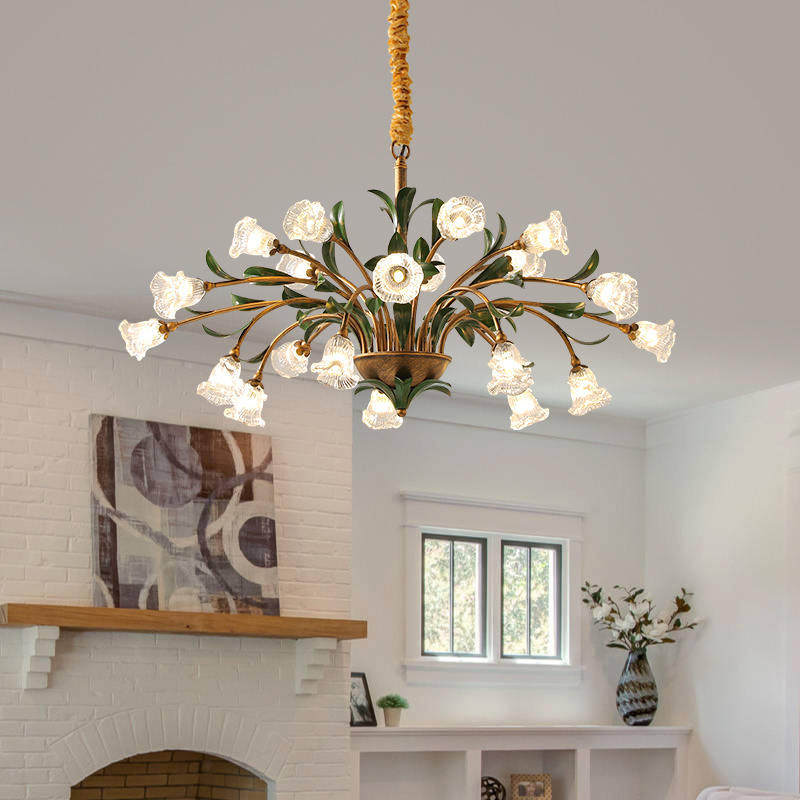 法式田园吊灯美式乡村客厅灯简约欧式复古创意花朵led卧室餐厅灯