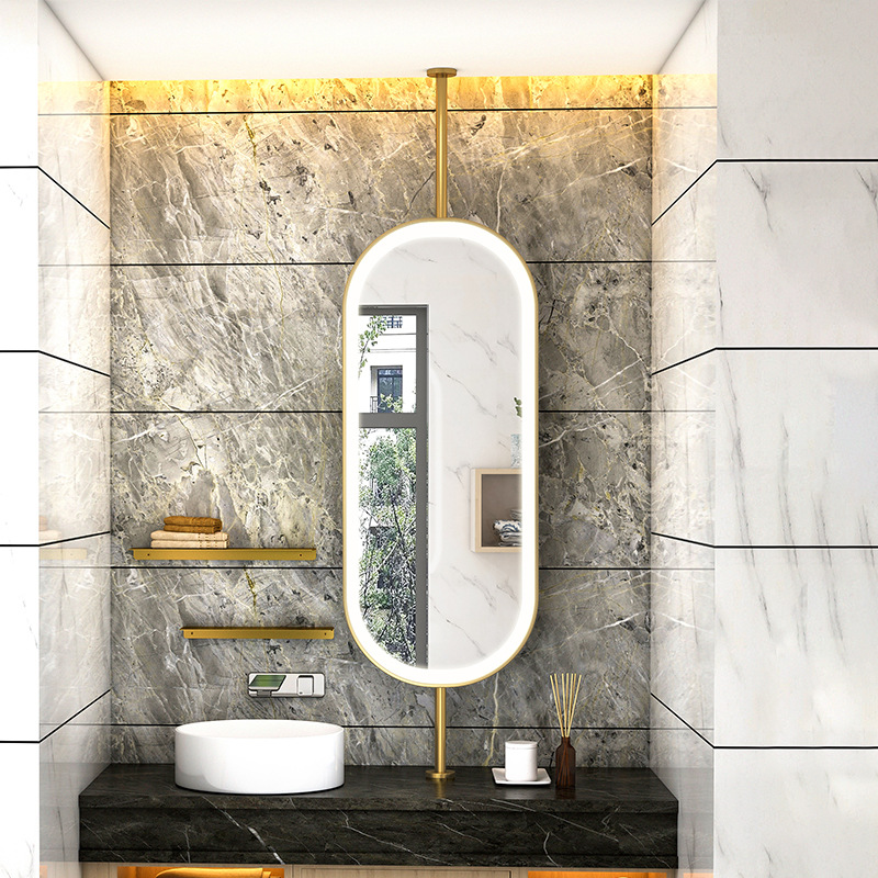 卫生间吊杆镜长椭圆形发光浴室镜酒店客房民宿带灯洗手台镜子背画