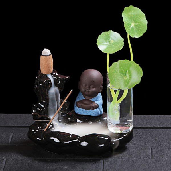 创意小花器花插倒流香炉紫砂荷塘夜色小和尚陶瓷家居办公家居摆件,鲜花速递/花卉仿真/绿植园艺,花瓶,淘宝优惠券,粉丝福利购,淘宝优惠卷