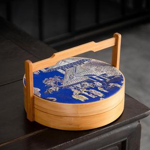 中制工艺洱白茶礼VVB品盒秋礼品盒糖竹篮编制厂普家直销竹定印log