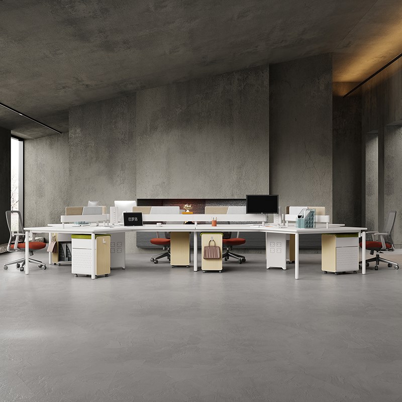 异形三角办公桌椅组合简约现代3/6人位I创意三人职员桌屏风电脑桌