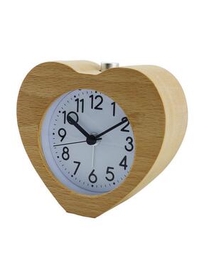 EC-W069热销静简木约现代实闹钟儿童懒人床头木钟心音夜光形小时