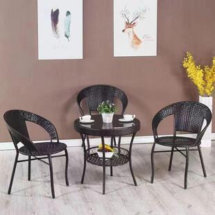 藤客椅三五件套阳台休闲桌椅厅庭院茶几组合台室外露藤编ISF靠椅