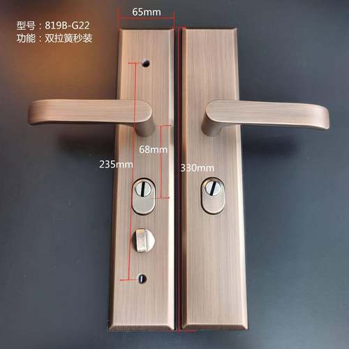 锈HW819B-G钢双不拉簧多色功能防门盗拉手入户门秒装哑黑执手