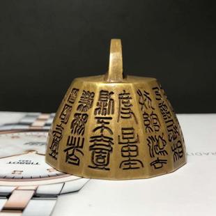 实仿古黄铜镇纸压尺心文房铜把5846玩器件秤砣摆件