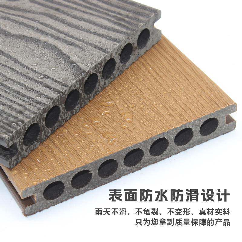 WO台塑防木地板MXQ户外庭院露阳台铺可防腐潮共挤圆孔塑木地板室