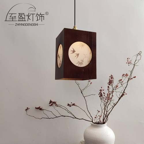 古新中式国学灯风吊灯复竹韵836花鸟书房卧室床头宋氏美中古风吊