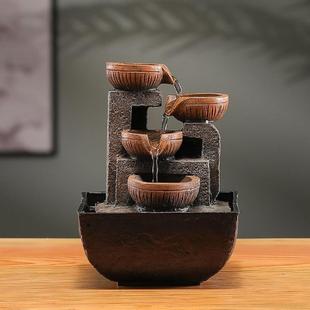 LND财自招摆动流水件循环水中式 茶几办公室小摆件面客桌厅家用