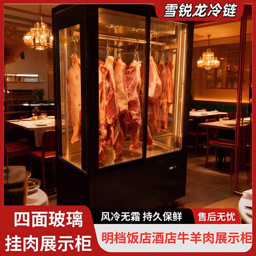 立式挂肉柜牛羊肉排酸柜四面玻璃冷藏冷冻猪肉保鲜腊肠腊肉展示柜