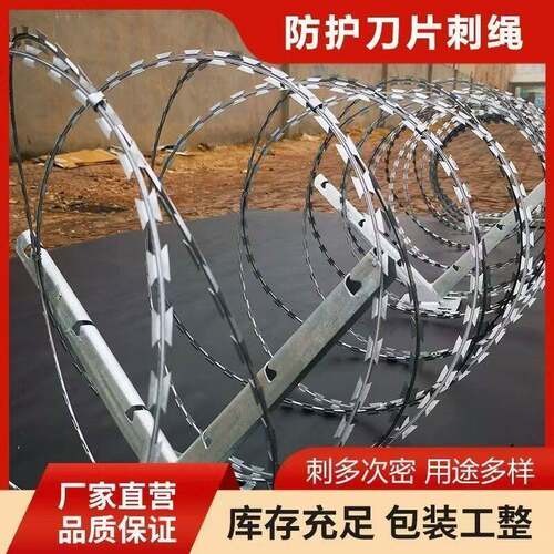 滚筒带刺刀片防护钢丝绳网镀锌铁丝围墙防爬网不锈钢滚龙防爬防盗