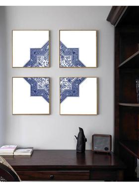 圣约仕现代简卧背景四联装饰画客厅新中式沙发壁餐S-1273厅挂画室