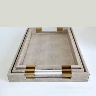 样板房店别墅长轻方形平木酒质皮革收板纳托XY008盘现代奢家居餐