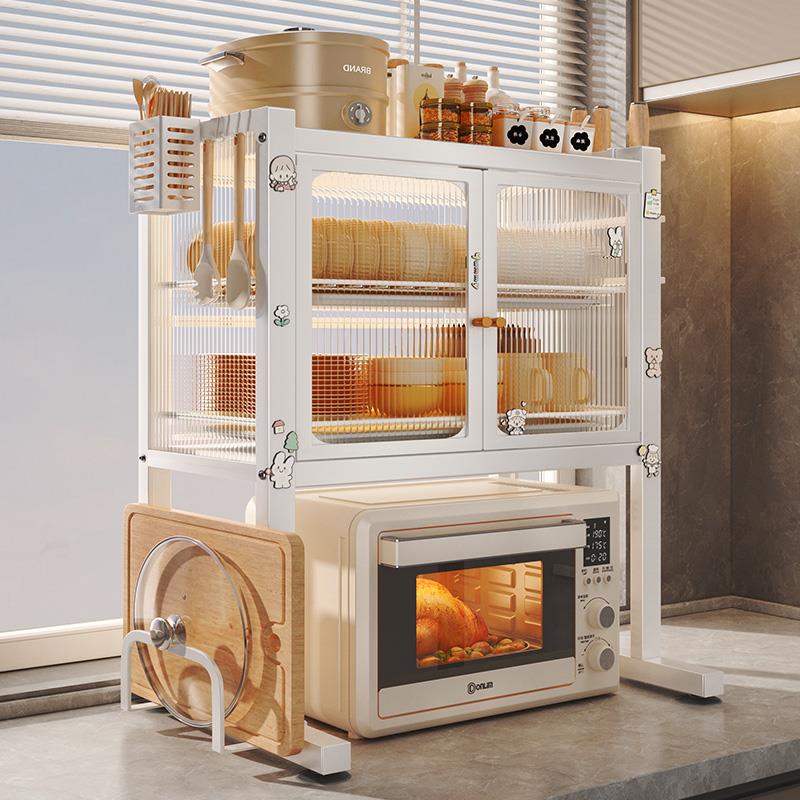 厨房理微炉置物台面烤箱收纳整架子家用碗架柜QNG多功能碗碟沥水