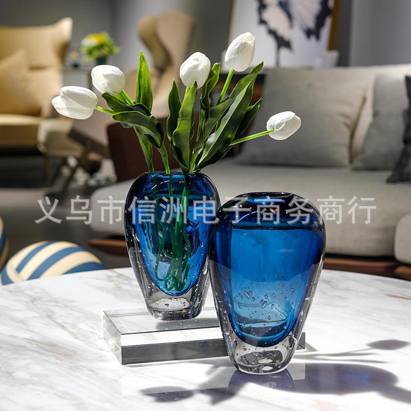 电创意花厅瓶摆446件餐桌客花简约玄关视插柜琉璃装饰品轻奢干花