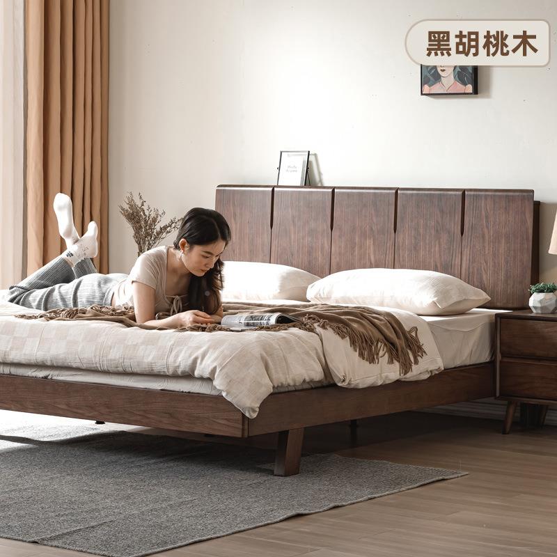 中式黑胡实木双床1.5Mm现代简约小户型主桃卧1.8大床人YY-802床现